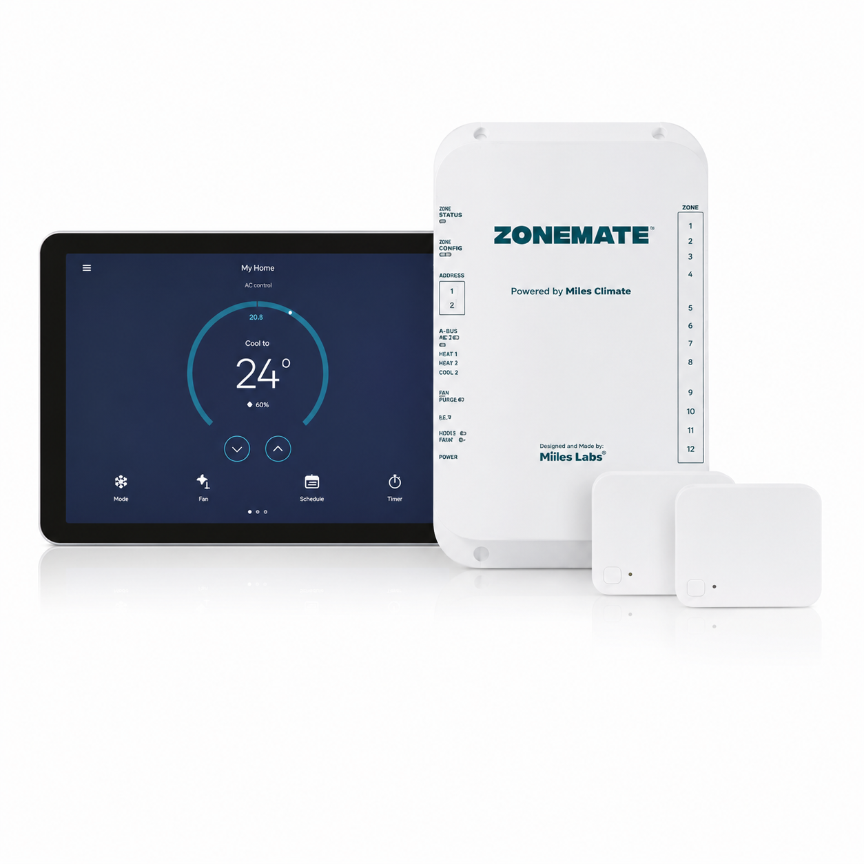Milieu Zonemate smart controller kit with touchscreen, zone module and sensors