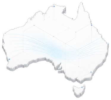 Map of Australia showing serviced regions